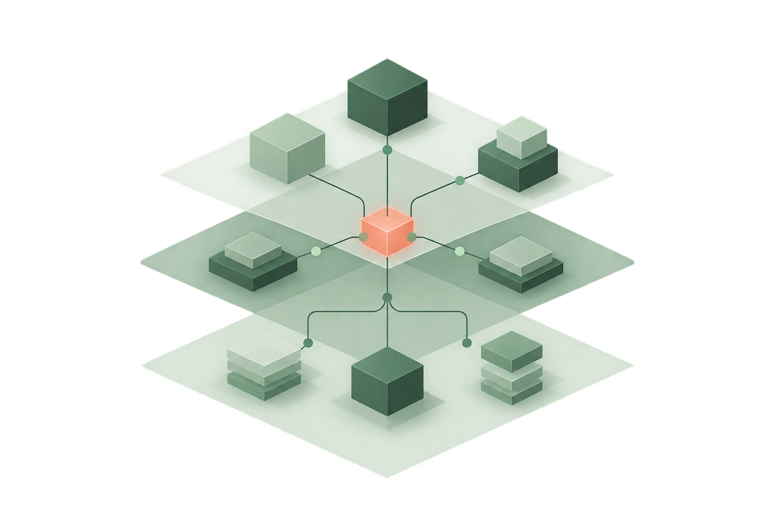 Abstract modular software architecture illustration